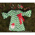 baby girls Christmas dress green chevron Santa Clause dress girls Christmas boutique dress girls xmas peasant dress